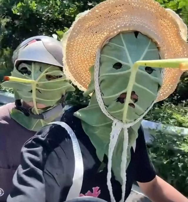 福州95后小伙自制荷叶面罩防晒走红，网友戏称像“蚊子”，当事人：效果好！除了脸哪都黑
