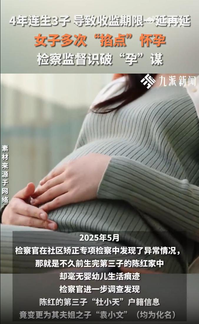 一女子4年生3子“以孕避刑”，检察官发现异常后进一步查实，法院回应